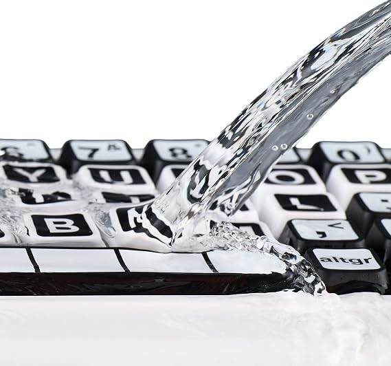 Clevy Contrast Keyboard 3 Tri-Mode - Large Print Keyboard Designed to Help Visually Impaired Low Vision Individuals - High Contrast Big Keys with Oversized Letters - USB & Bluetooth Compatible