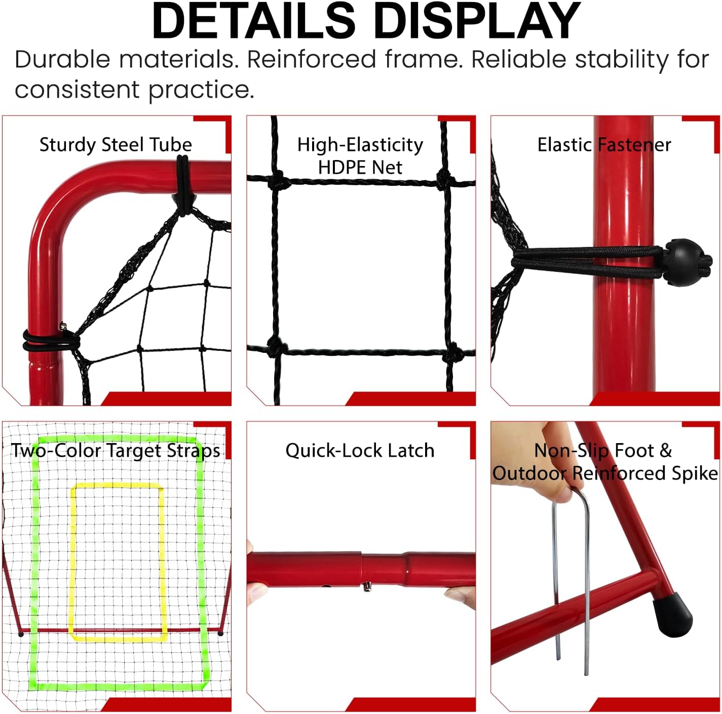 2-in-1 Volleyball Rebounder Net:Convertible 7x3.5 FT Rebounder Net & 5.5x4.5 FT Rebounder Net for Baseball,Softball,Volleyball,Lacrosse Training Multi-Sport Practice Equipment with Carry Bag - Image 7