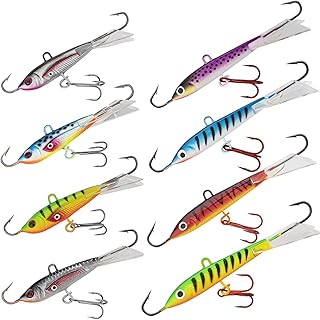 THKFISH Ice Fishing Jigs Lures Ice Fishing Lures Ice Fishing Gear for Crappie, Panfish, Walleye, Bluegill Vertical Jigs Kit Fishing Tackle 4PCS/8PCS 10g(0.35oz) 18g(0.63oz)