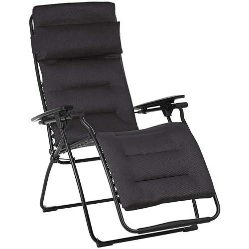 Lafuma Futura Air Comfort Zero Gravity Recliner (Acier Black) Padded Folding Outdoor Reclining Chair