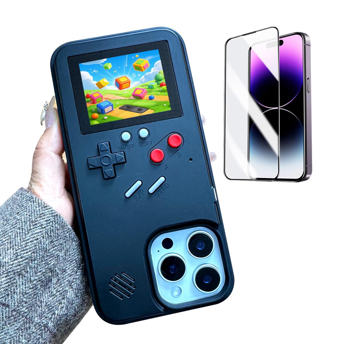 ERAKOLE Game Phone Case for iPhone 14 Pro Max Retro Video Game Cover Funny Playable Design, Shockproof Protective Gamer Case for iPhone, Classic