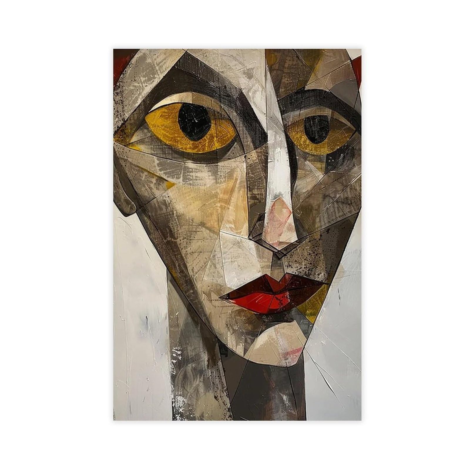 Bareronor Abstract Cubist Face Canvas Poster for Bedroom Decor Gift