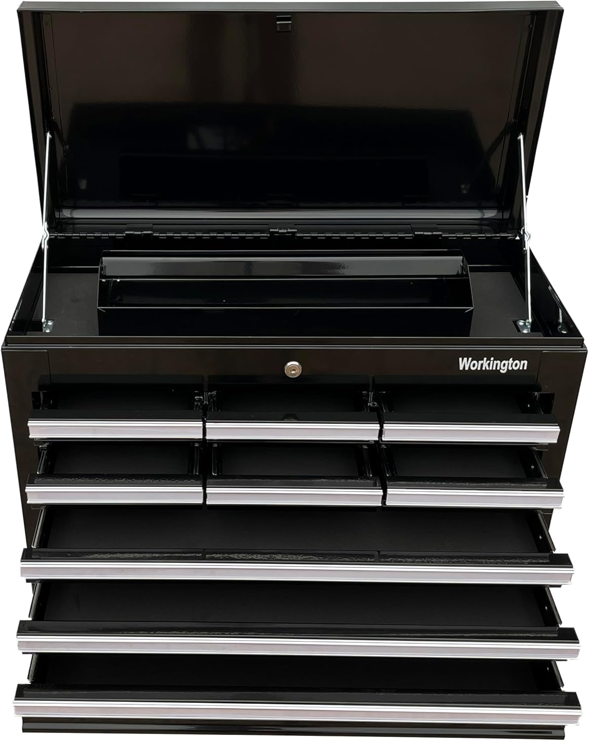 Workington Professional Industrial Portable Metal Tool Chest with 9 Drawers, 26" 9-Drawer Tool Chest Cabinet with Ball Bearing Drawer Slides, Steel Tool Storage Box Organizer 4016 Black