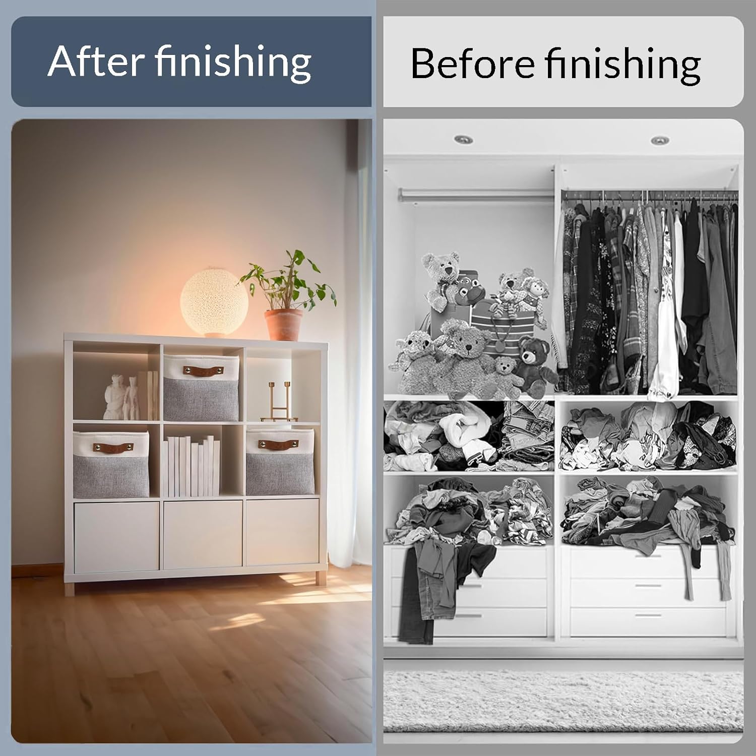 Storage Bins, Foldable Fabric Storage Cubes And Cloth Storage Organizer Drawer,15x11x9.5 inch Large 3 Pack Cube Storage Bin,for Shelves for Closet, Utility Room, Storage Room Set,Grey and White