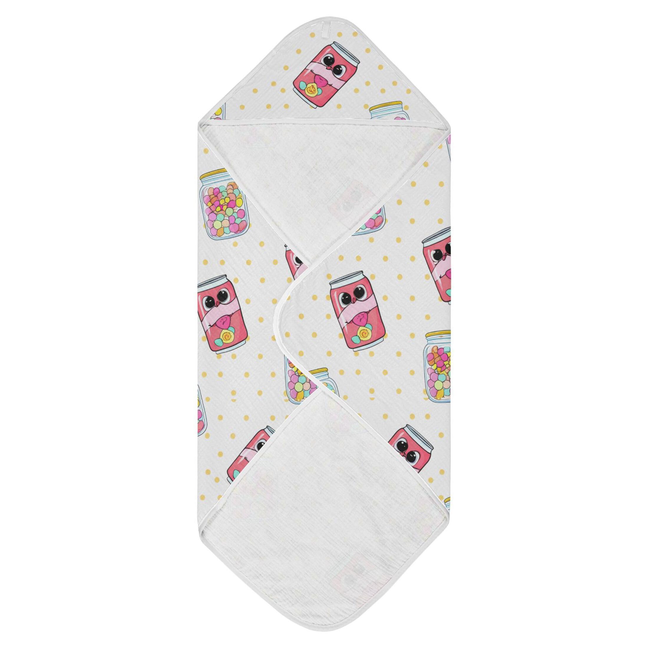 Kigai Baby Hooded Towel Absorbent Baby Bath Shower Towel with Hood for Newborn Boys Girls Babies Infant Toddler (Cute Food Items 35 x 35 in)