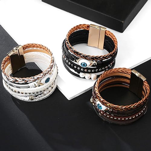 Miniatura 4 de Leather Wrap Bracelet Boho Cuff Bracelets for Women Teen Girls Cross Bracelet Fashion Jewelry Gifts for Her