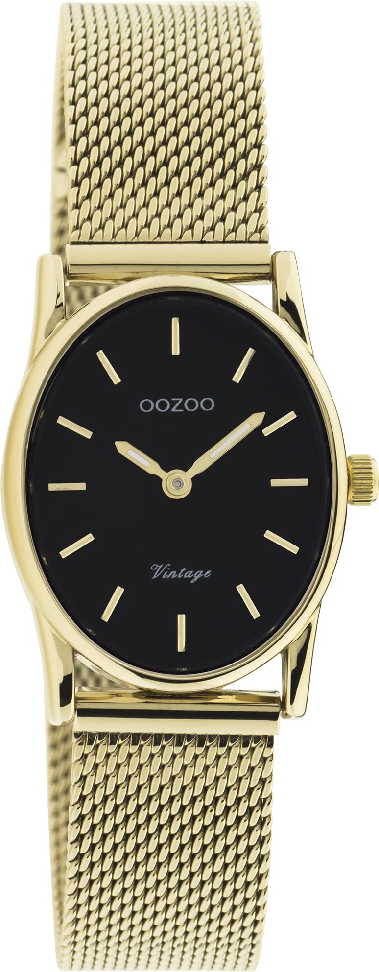 Oozoo Orologio vintage da donna – Orologio da polso da donna con cinturino in rete metallica da 14 mm – analogico da donna in ovale