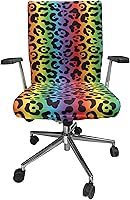 Vista 61 de Ambesonne - Funda para silla de oficina en acuarela, pinceladas abstractas con diseño de lunares, patrón geométrico grunge, fondo moteado, tela