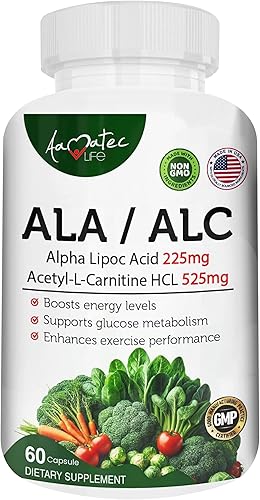ALA  ALC High Potency Formula- Best Alpha Lipoic Acid and Acetyl-L-Carnitine HCl Dietary Supplement- Antioxidant Support- Energy Boost- for Men and