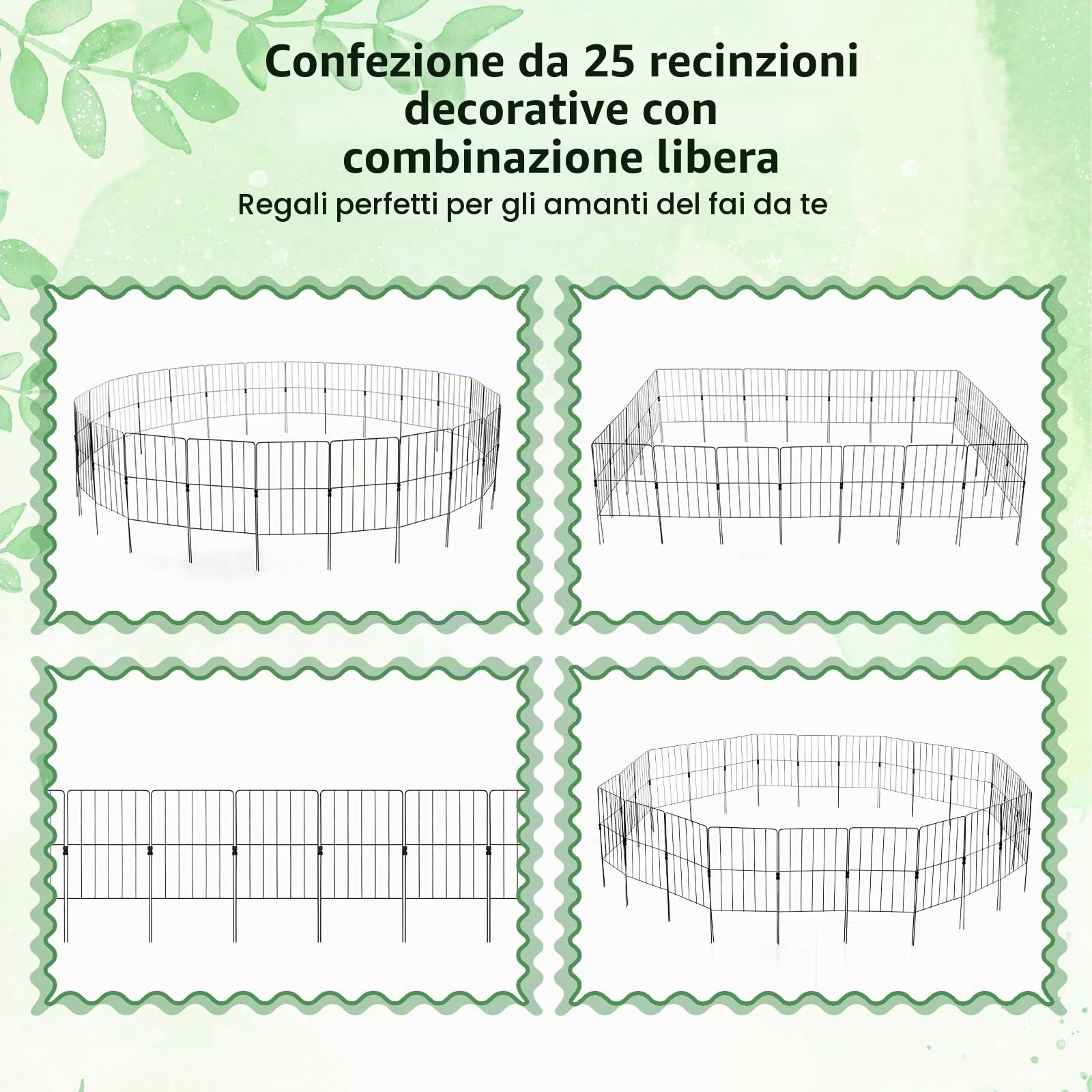 SOARS Recinzione da Giardino in Metallo 15/25 Pezzi, 60 cm di Altezza, Set Recinzione per Cani ed Aiuole, Recinto Decorativo Resistente ed Antiruggine, 33 x 60 cm (25 Pezzi)