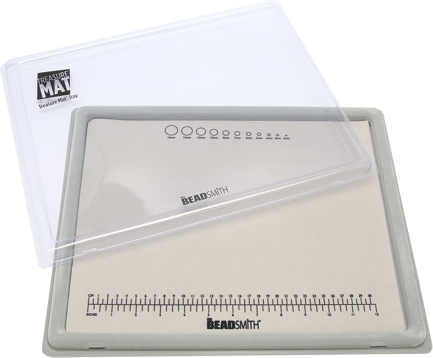 The Beadsmith Treasure Mat Tray and Mat - 11 x 14 Inches - Grey Flocked Tray with Cover - Non-Slip, Rubber Base Mat - Design Board for Jewelry Making - Image 5