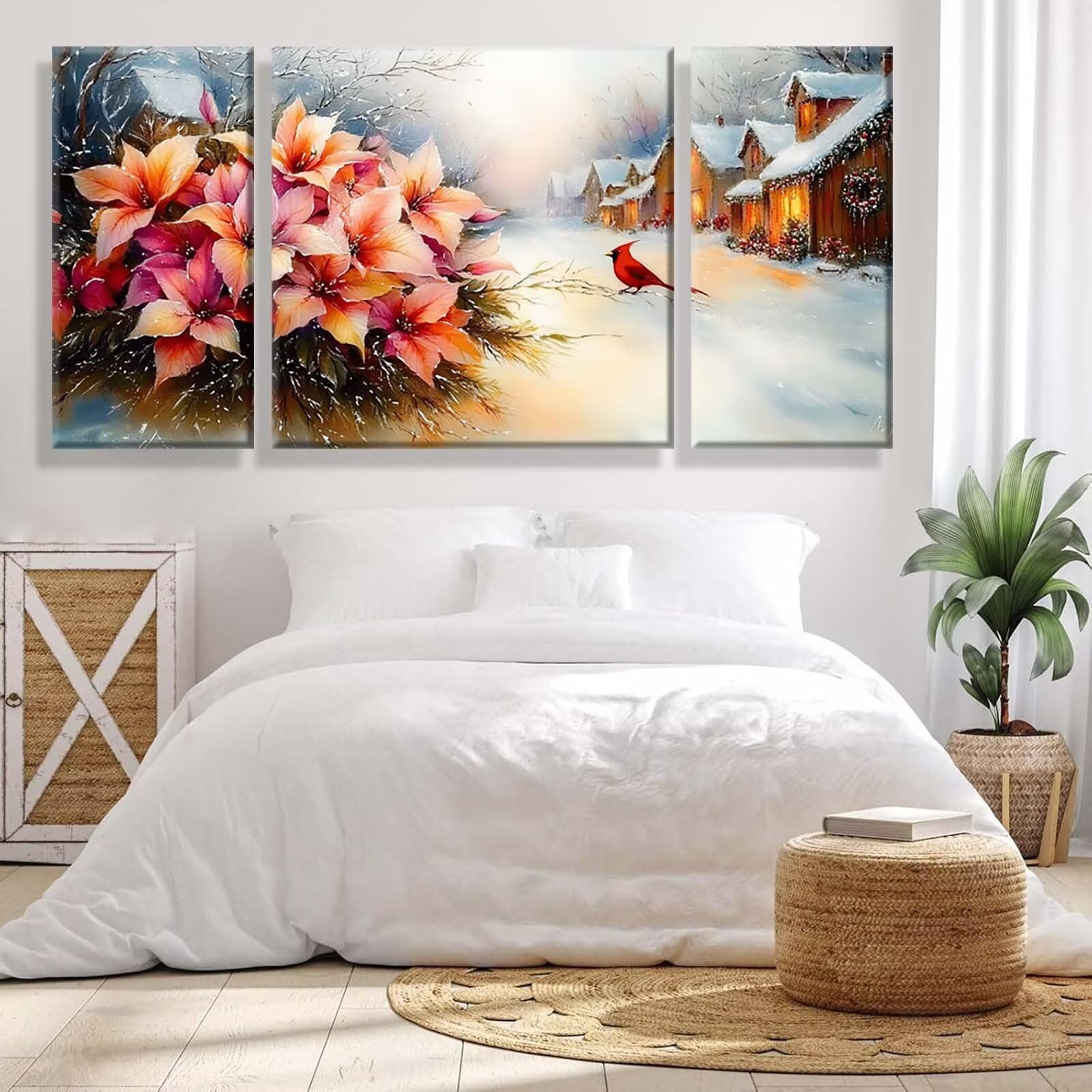3 Pezzi Dipingere con i Numeri adulti, Paint by Numbers Cabina Fiore, Kit Lavoretti Creativi, Kit di Pittura Acrilica Fai-da-Te, con 3- Pennello, Decorazioni Casa 70x140cm (Senza Cornice) y1s-637
