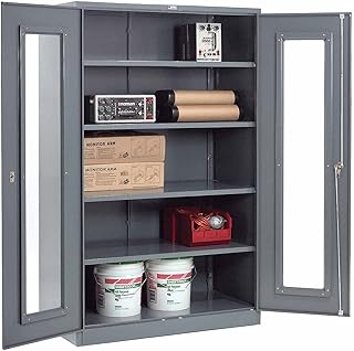 Global Industrial Assembled Clear View Storage Cabinet, 48x24x78, Gray