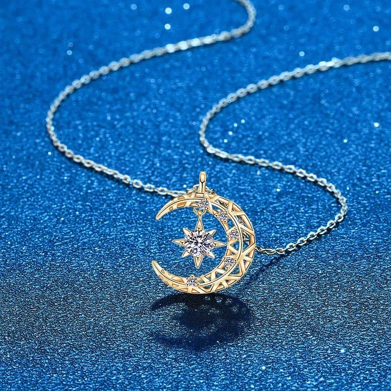 Collier lune moissanite en argent 925, un éclat diamant d'exception - 4