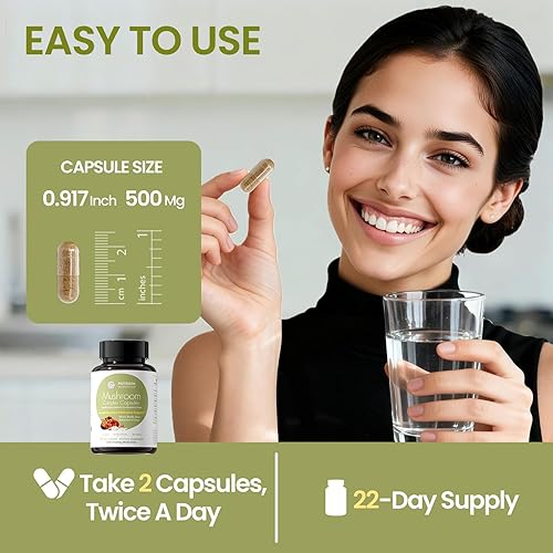 Miniatura 7 de High-Efficiency Mushroom Complex Supplement 90 Capsules, 4-in-1 Energy-Supporting Brain Supplements, for Stress Relief, Enhanced Focus