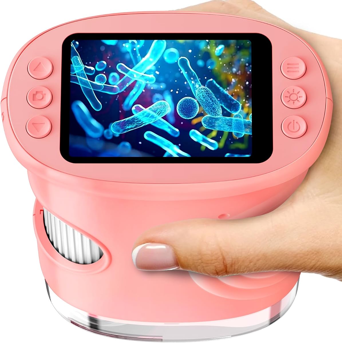 Microscope for Kids with 2.0" IPS Screen Girls Handheld Outdoor Gifts | 1000X Portable STEM Science Lab Toy, Rechargeable Digital Microscope Educational Gift for Girl Age 4-6 8-12, Pink