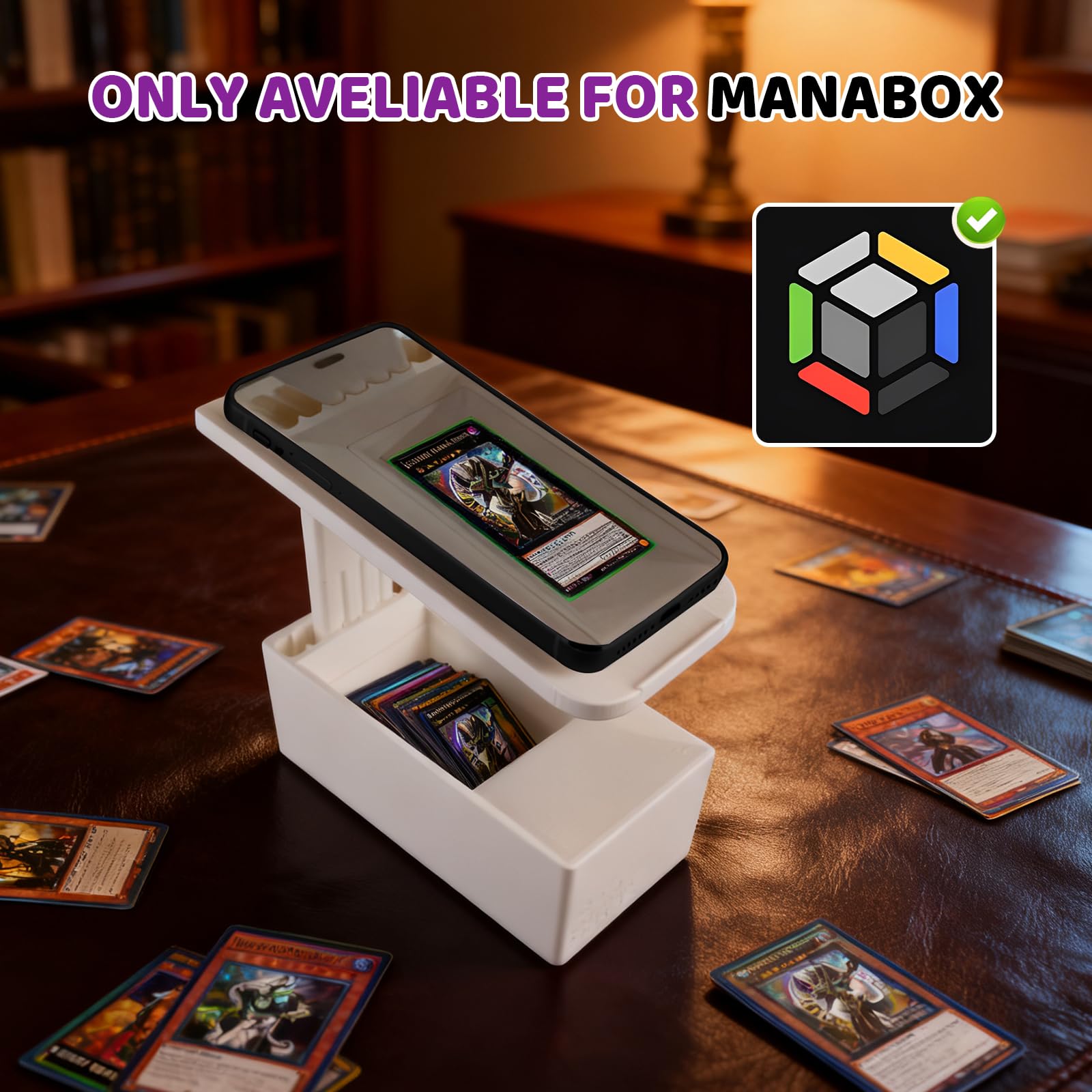 ScanBox para MTG, TCG Deckbox con soporte de teléfono ajustable compatible con ManaBox, adecuado para la colección de tarjetas