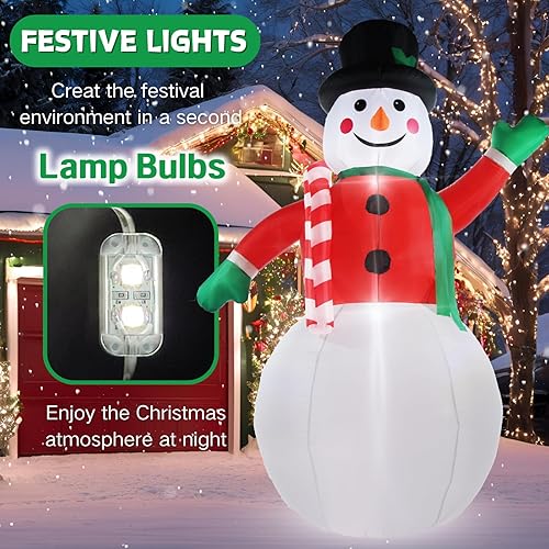 Miniatura 4 de Decoraciones inflables de Navidad al aire libre, muñeco de nieve de 8 pies, decoración de patio con luz LED integrada para interiores, hogar,