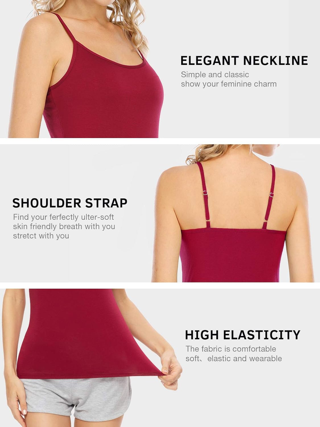 Rosyline 4 Piece Women Camisole Basic Undershirt Adjustable Spaghetti Strap Tank Top - Image 5