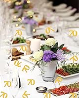 Vista 3 de Decoraciones de cumpleaños con confeti número 70 – Decoración de mesa de confeti de cumpleaños con purpurina dorada para fiesta de cumpleaños