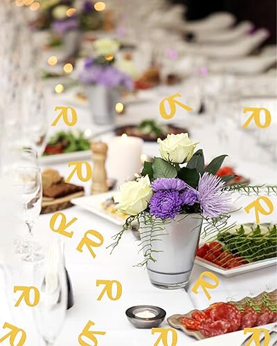 Miniatura 10 de Decoraciones de cumpleaños con confeti número 70  Decoración de mesa de confeti de cumpleaños con purpurina plateada para fiesta de cumpleaños,