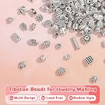 350 Pcs Silver Spacer Beads for Jewelry Making, Mixed Bulk Random Styles Metal Beads for Bracelets, Necklace, Earring Jewelry Making