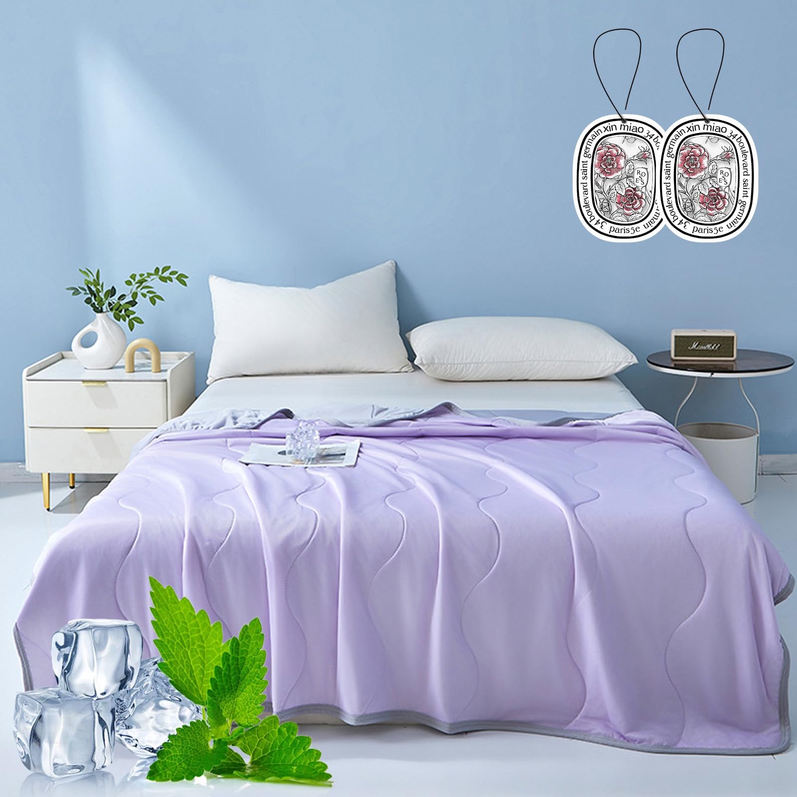 HItianya Cooling Summer Comforter Blanket, Ice Cooling Calming Blanket for Night Sweats, Cooler Blankets for Hot Sleeper, Soft and Skin-Friendly Summer Quilt (A,150x200cm)