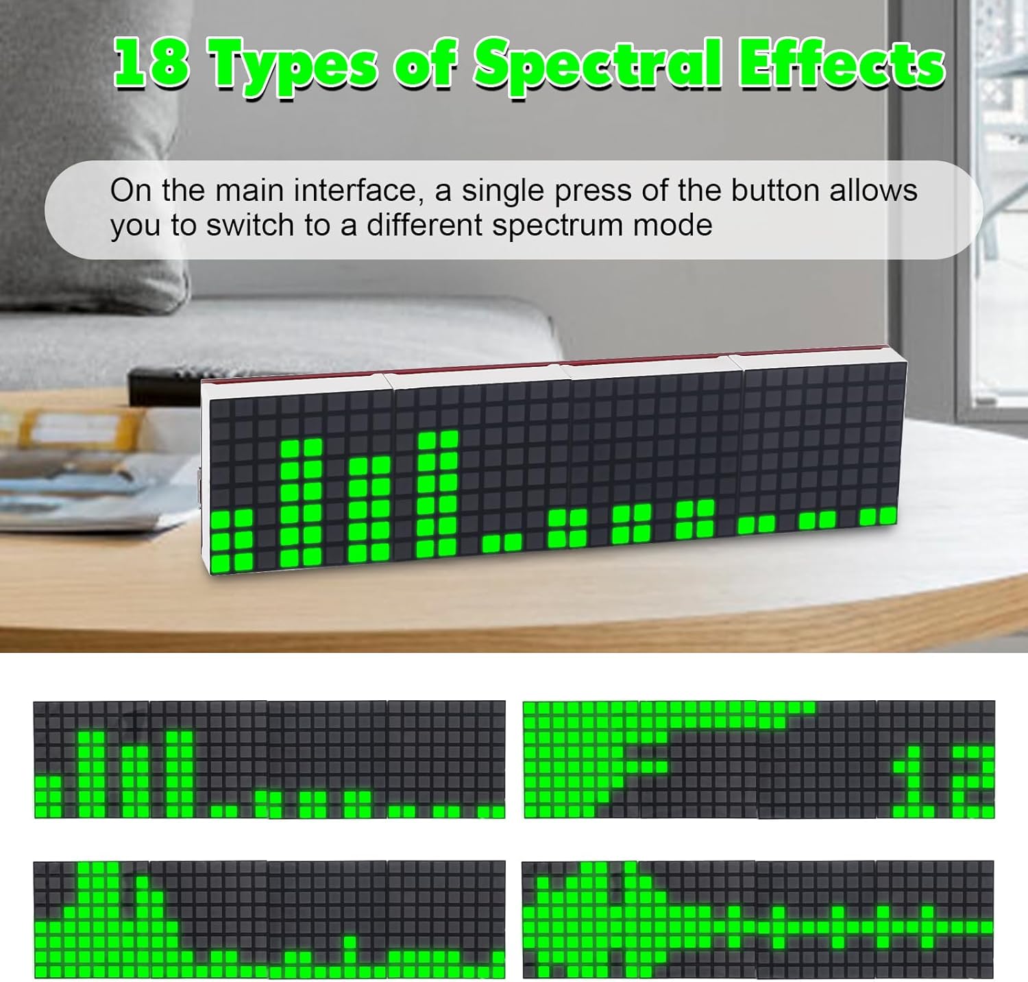Examples of 18 spectral effects on the PEMENOL GY21309 digital clock