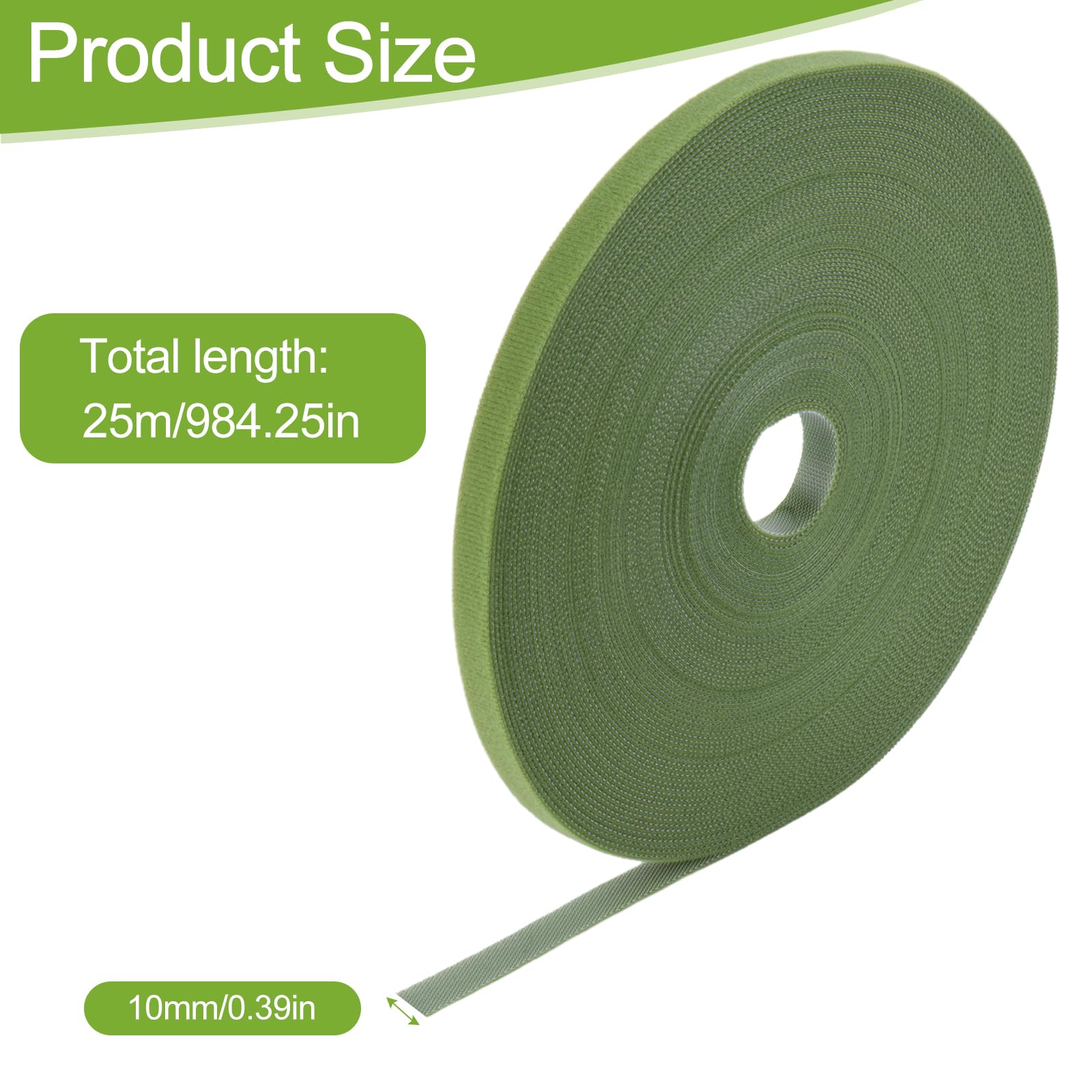Fascette Per Piante In Velcro 25m - Verde, 10mm, Riutilizzabili, Per Legare Viti, Pomodori, Fiori - Foto 6