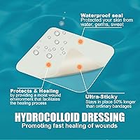 Vista 2 de Paquete de 30 vendajes hidrocoloides de 2 x 2 pulgadas, parche hidrocoloide impermeable y vendajes de ampolla para pies, apósito hidrocoloide