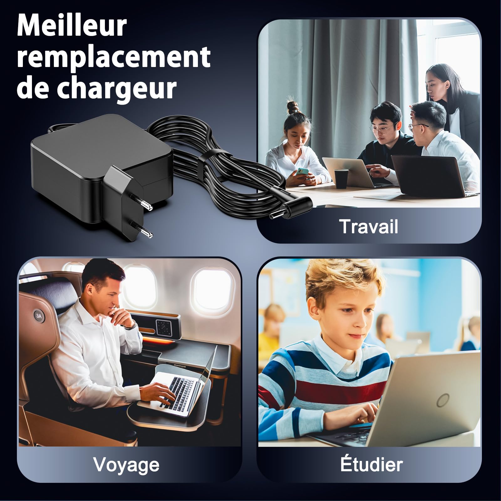 Chargeur Ordinateur Portable ASUS 45W Prise 4.0 x 1.35 mm Compatible Vivobook 14/15/17 Zenbook UX/UXD/TP Series