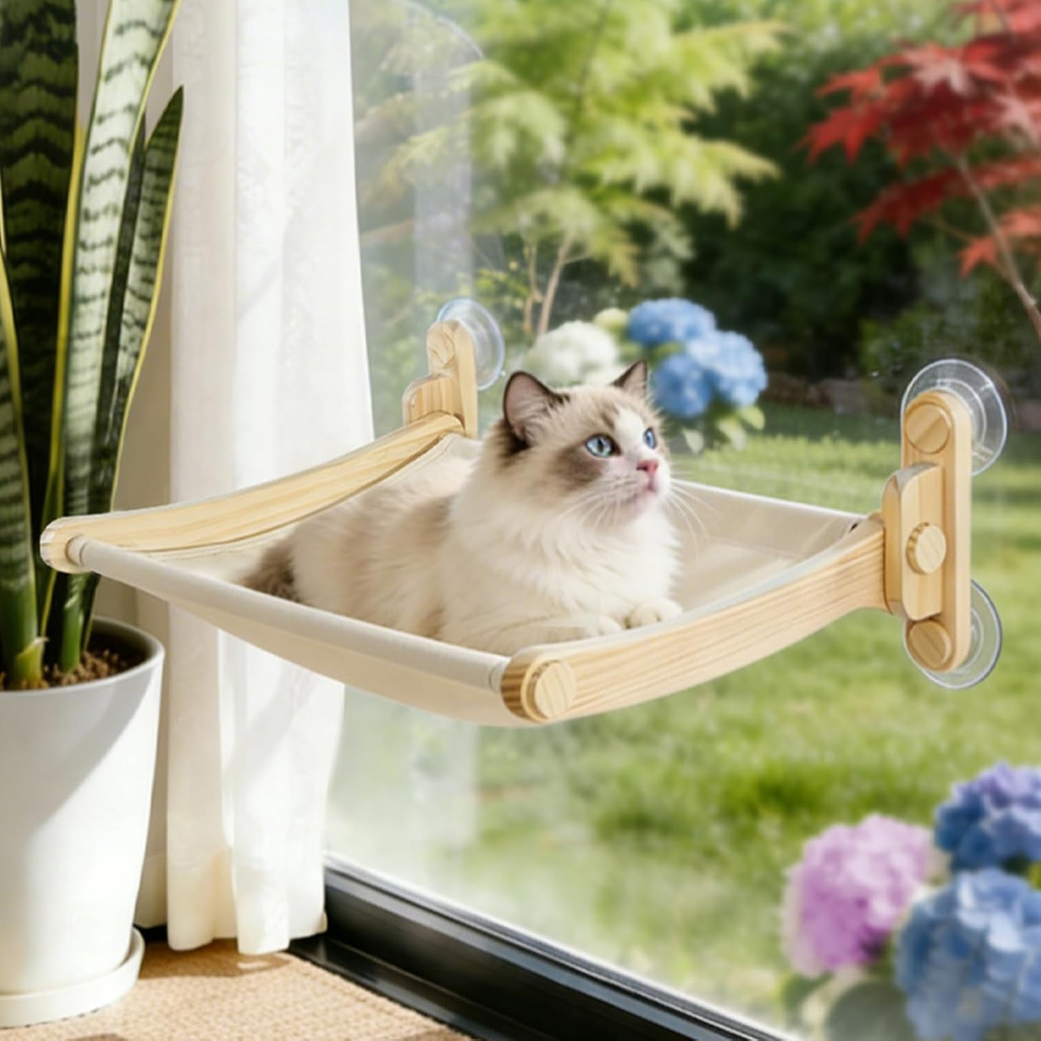 Cat Hammock for Window | Suction Cup Indoor Cats Hammock - Foldable Kitten Perch | for Kittens Indoor Home Apartment Living Room Wall Bedroom Corner