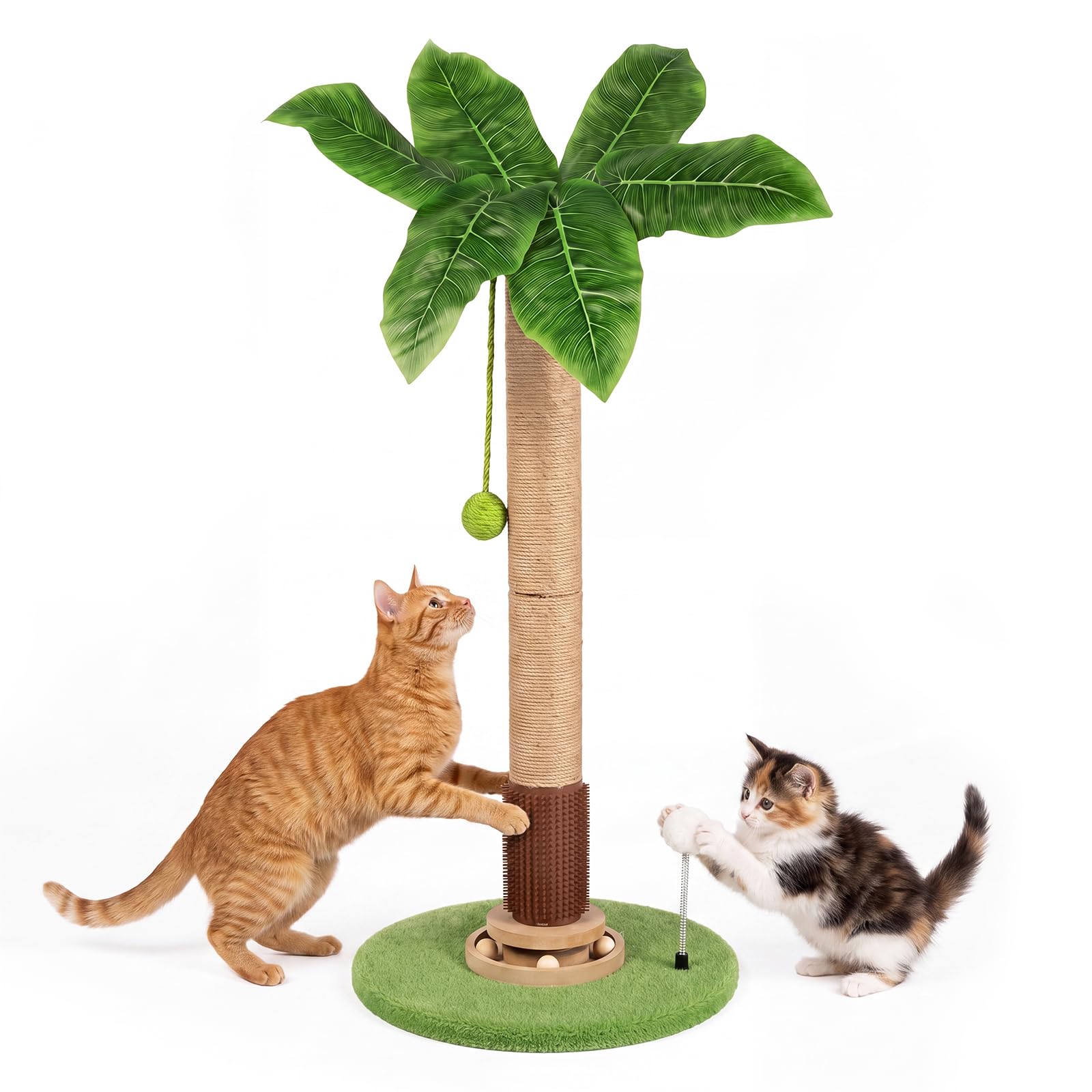 Skylos Cat Scratching Post 77cm Palm Tree Cat Scratcher Balls Sisal Green