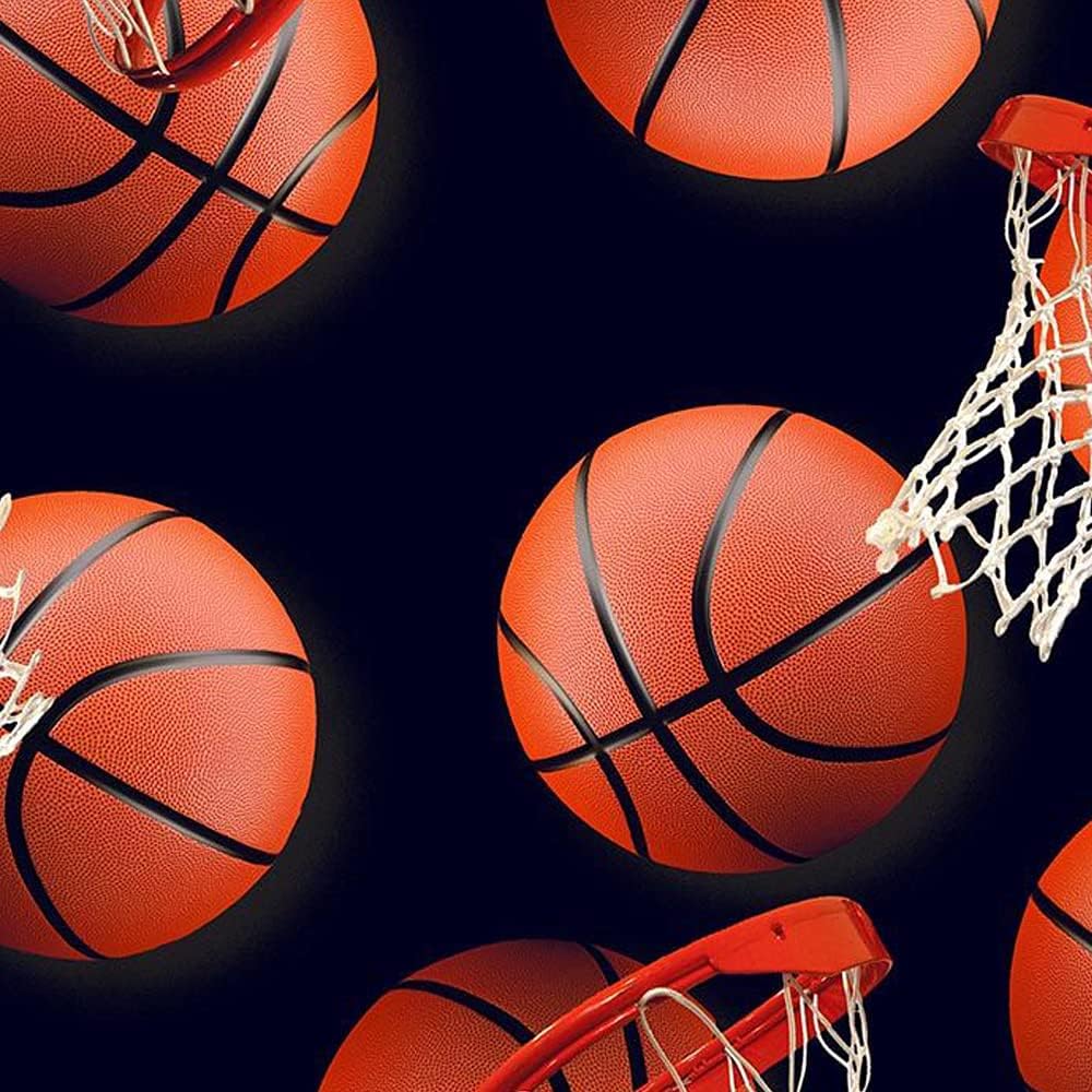 Ball Hoops Pattern Printed 100% Cotton Quilting Fabric by The Yard (Navy, Orange, Red)