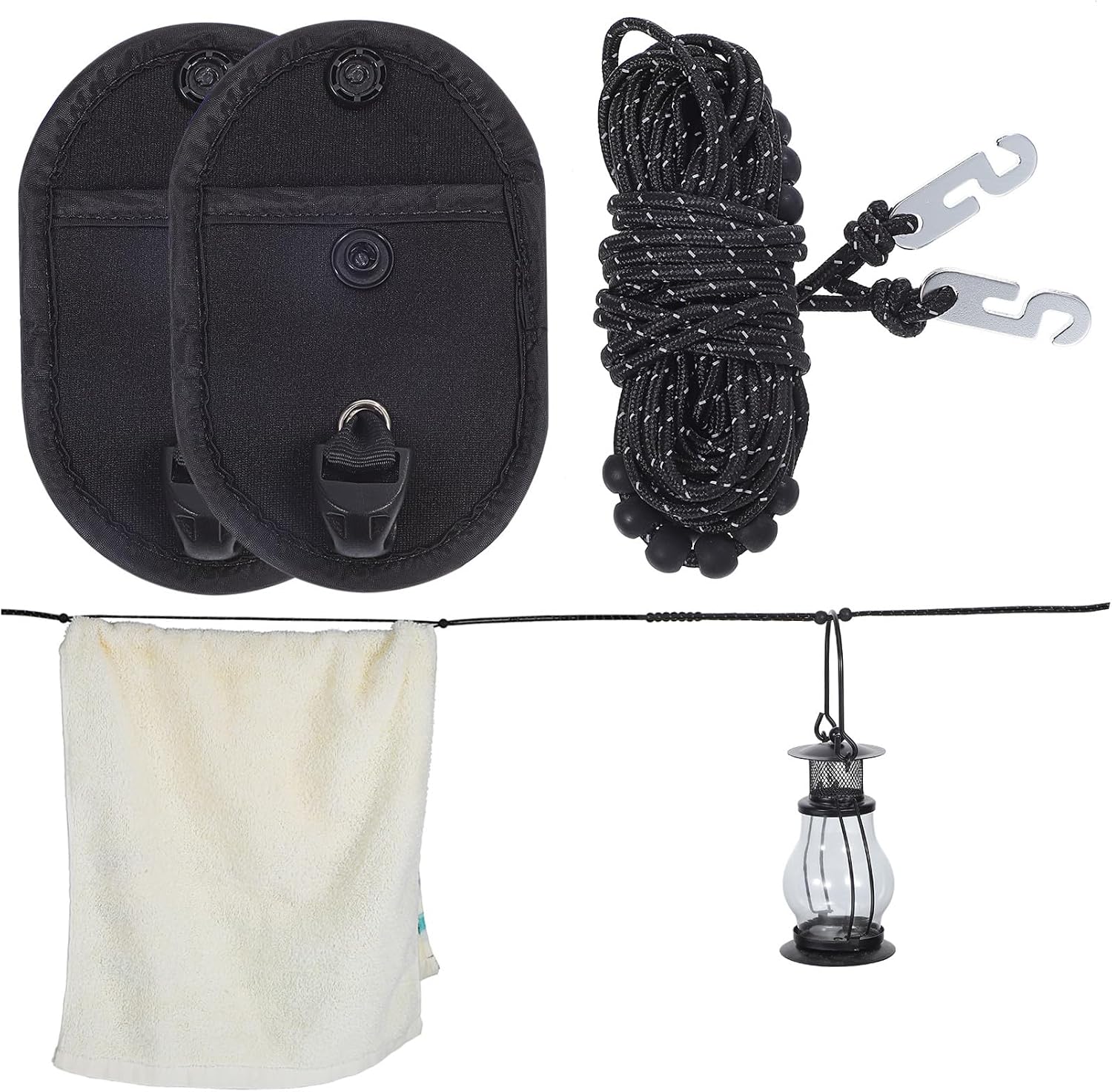 2pcs Portable Travel Clothesline Drying Line for Camping Hotels and Outdoor Use Lightweight Compact Windproof Fixed Beads for Stability