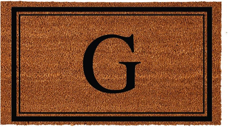 Evergreen Flag Monogram Letter G Entrance Doormat | 28 x 16 inches | Dirt Catching Natural Coir | All-Season | Non-Slip Backing | Indoor and Outdoor Home Decor