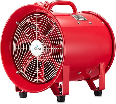 iLiving - ILG8EF12EX Explosion Proof Utility High Velocity Blower, Fume Extractor, Portable Exhaust and Ventilator Fan, Air Ventilation with 2720 CFM, 3300 RPM 12 Inch