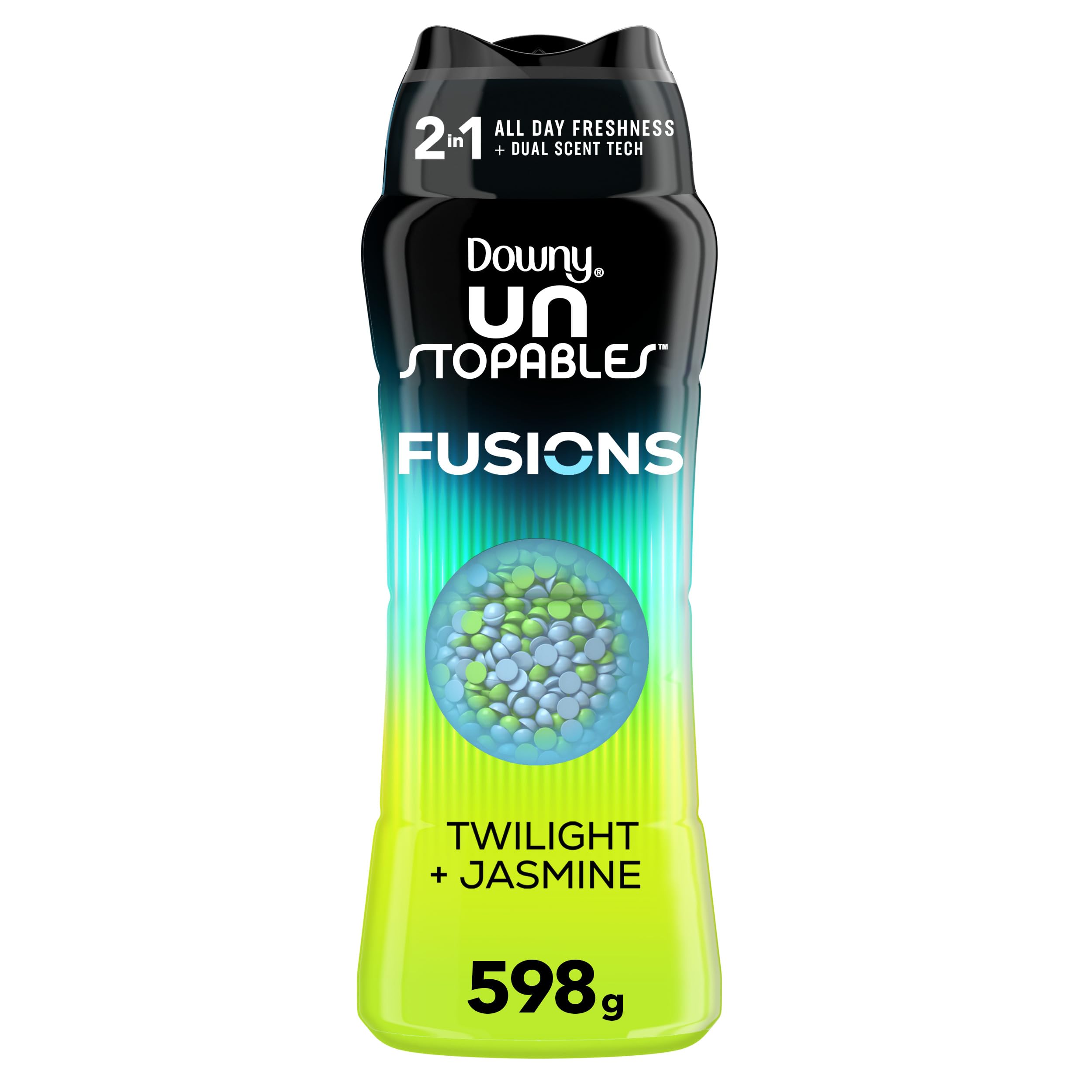 Downy Unstopables Fusions In-Wash Laundry Scent Booster Beads, Twilight and Jasmine Scent, 2-in-1 All Day Freshness, 598 Grams