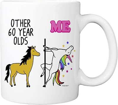 60 عامًا أخرى من العمر Me Unicorn Coffee Mug - 11oz Ceramic Cup for Grandma، Wife، Sister، Best Friend، Aunt - ولد في 1960 ، 1961 ، 60 عيد ميلاد
