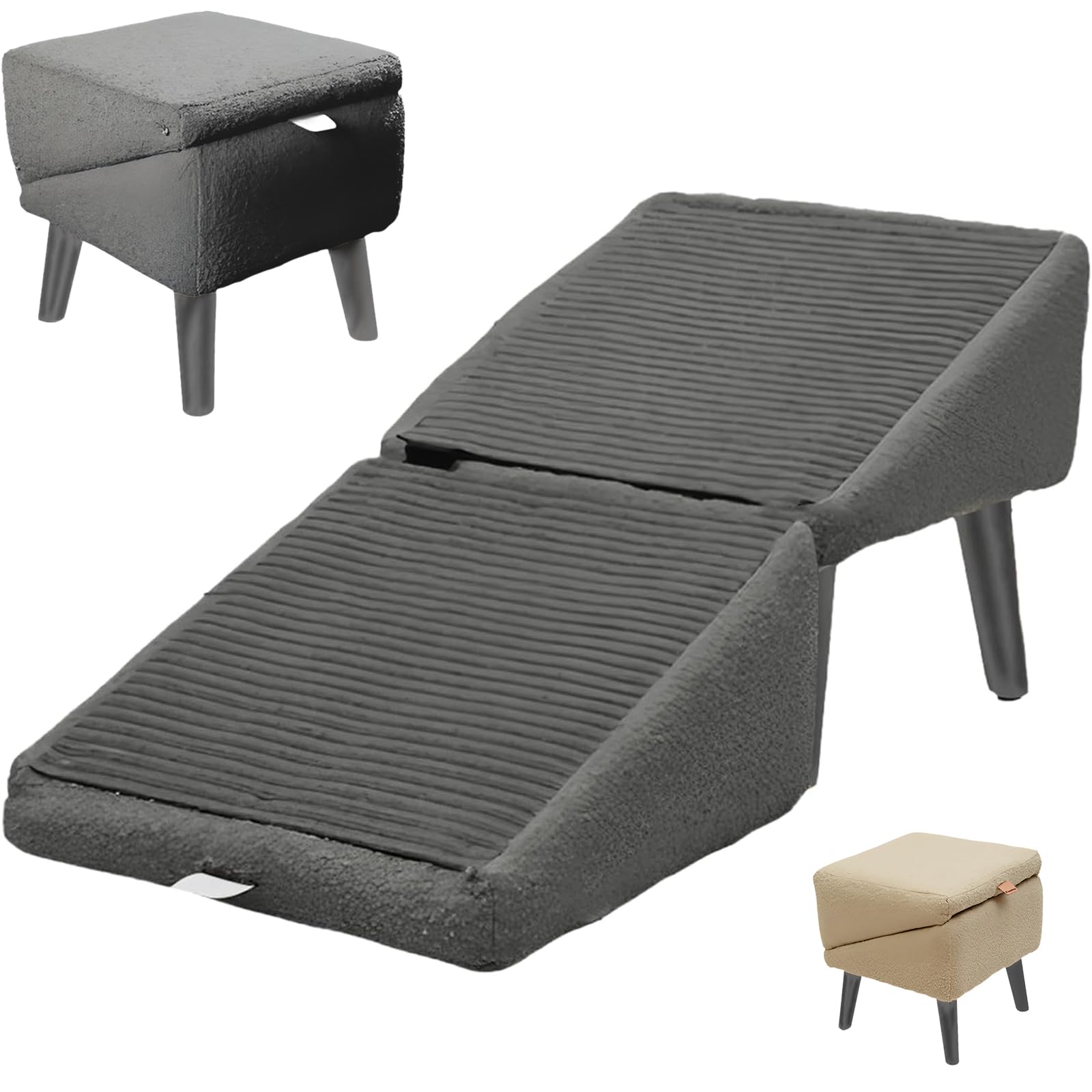 Rampa per animali domestici, pieghevole, non scivolosa per cani di piccola taglia e gatti, gradini per cani leggeri e pieghevoli, per letto a soppalco e divano Pet Ramp (grigio, M)