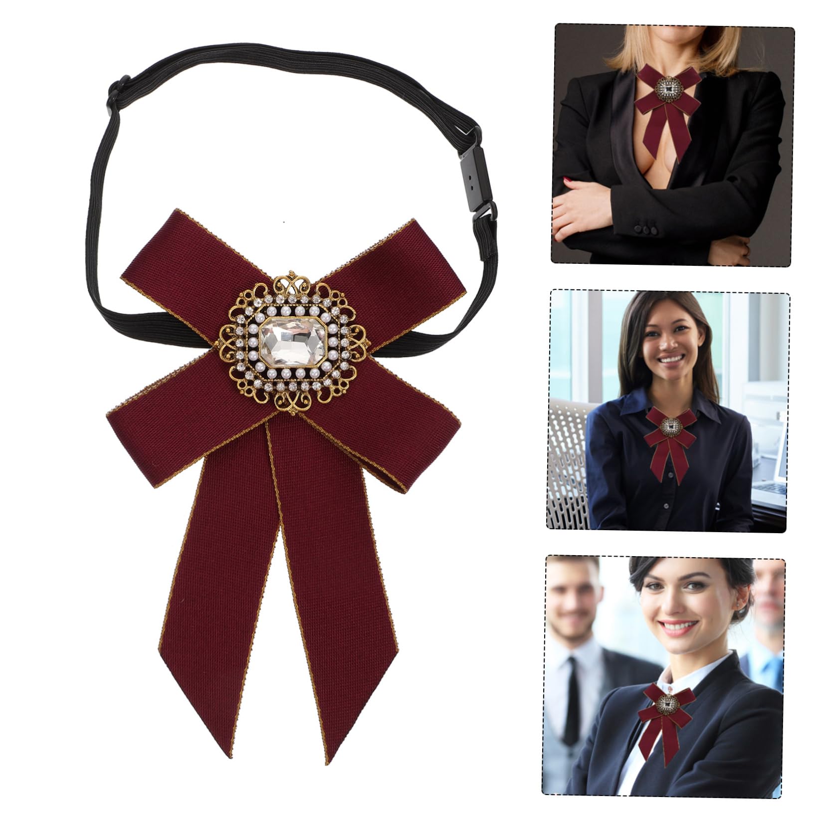 Didiseaon Fashion Bow Tie Pin Rhinestone Decorated Cravat Neck Tie Buckle Design Suitable for Formal Casual Wedding Occasions