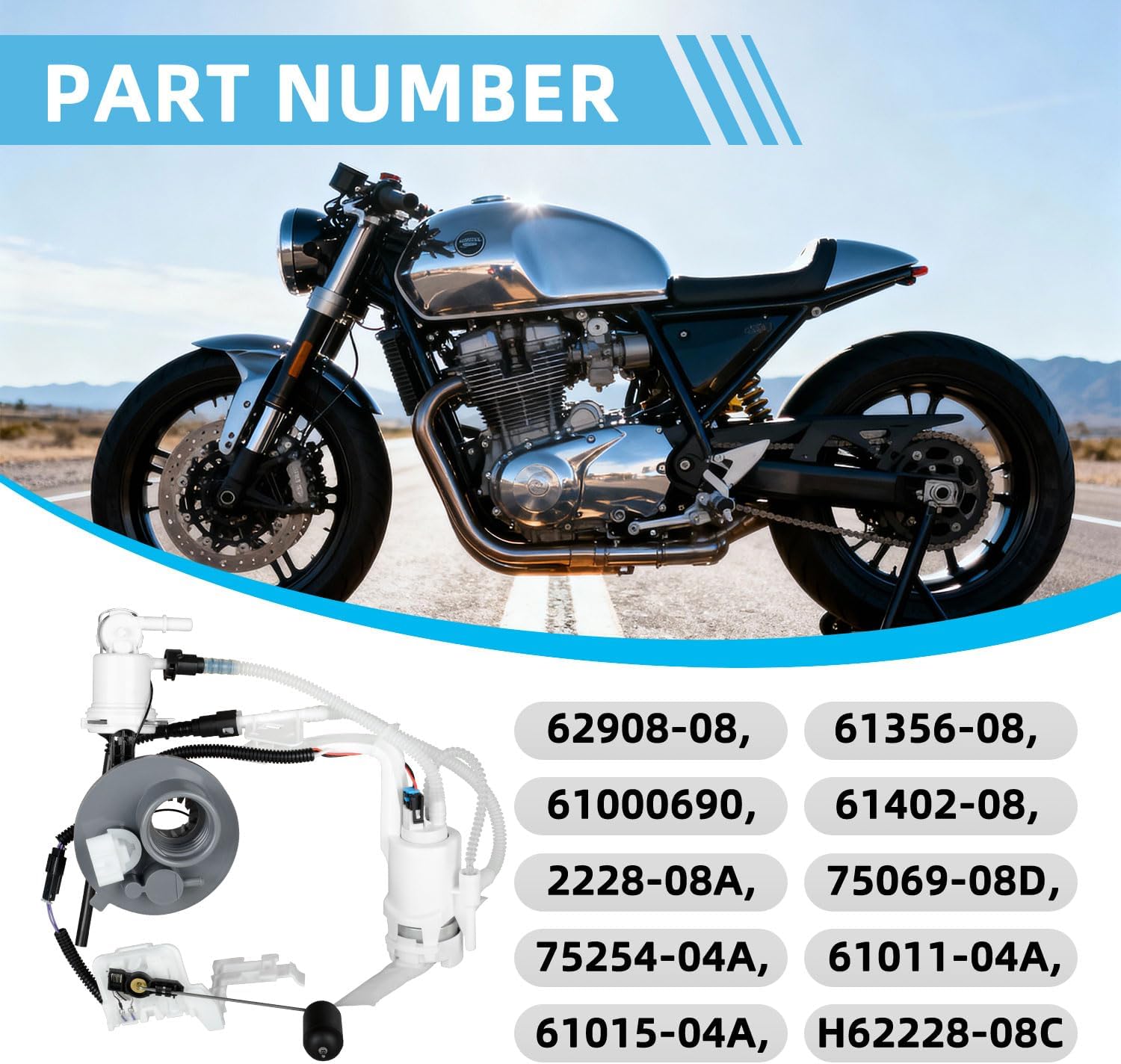 75069-08D 6290808 6135608 Fuel Pump Assembly Compatible with Harley-Davidson Road King FLTRX 2008-2022, Street Glide FLTRX 2008-2022, Road Glide FLTRX 2013-2022, Freewheeler FLRT 2015-2022