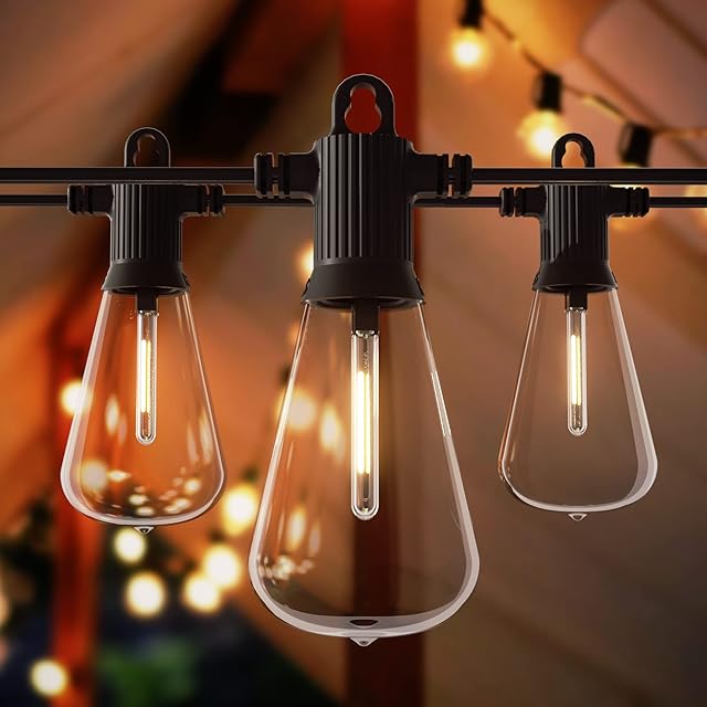 Zuske 100FT/30M Festoon Lights Outdoor, ST38 LED Garden Lights Mains Powered with IP65 Weatherproof, String Lights Outdoor for Backyard,Party,Wedding,Terrace Warm White