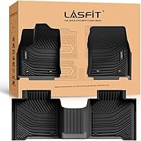 LASFIT Custom Fit Floor Mats Toyota Tundra 2022-2026 CrewMax Cab - All Weather TPE Liners Front Rear Black