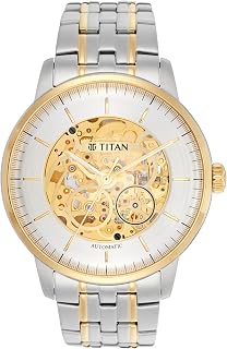 Titan Golden Heart Skeletal Automatic Analog with Silver Dial Dual-Tone Stainless Steel Strap Watch for Men - 90110BM01 Price In India