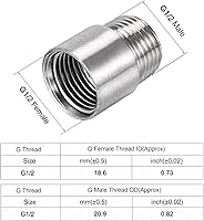 Vista 3 de MECCANIXITY Brazo de extensión de cabezal de ducha, acero inoxidable 1/2PT macho a hembra, rosca hembra de 1.181 in de longitud, accesorio