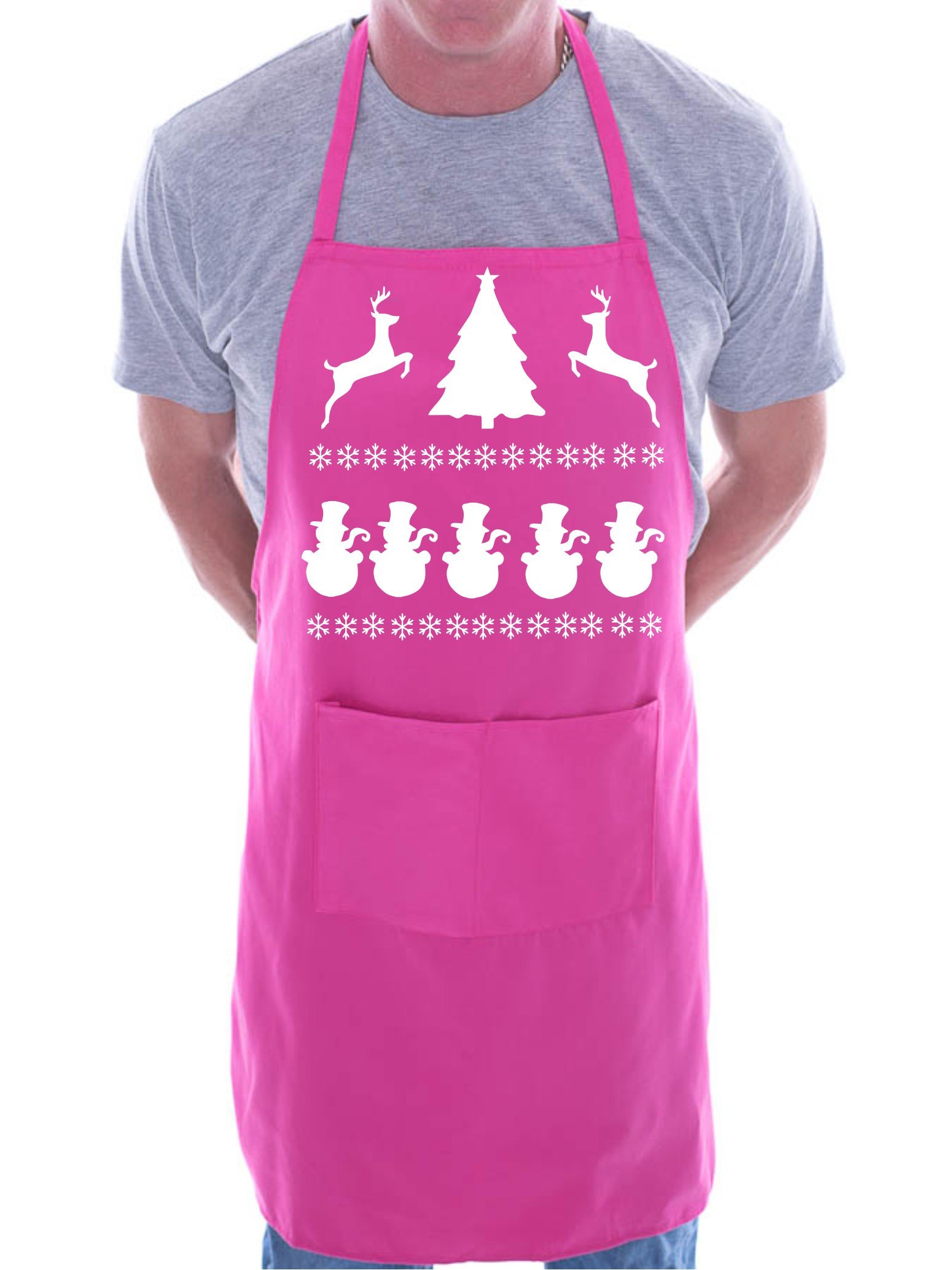 Print4u Men's Pink Christmas Reindeer Santa Bbq Cooking Funny Novelty Apron