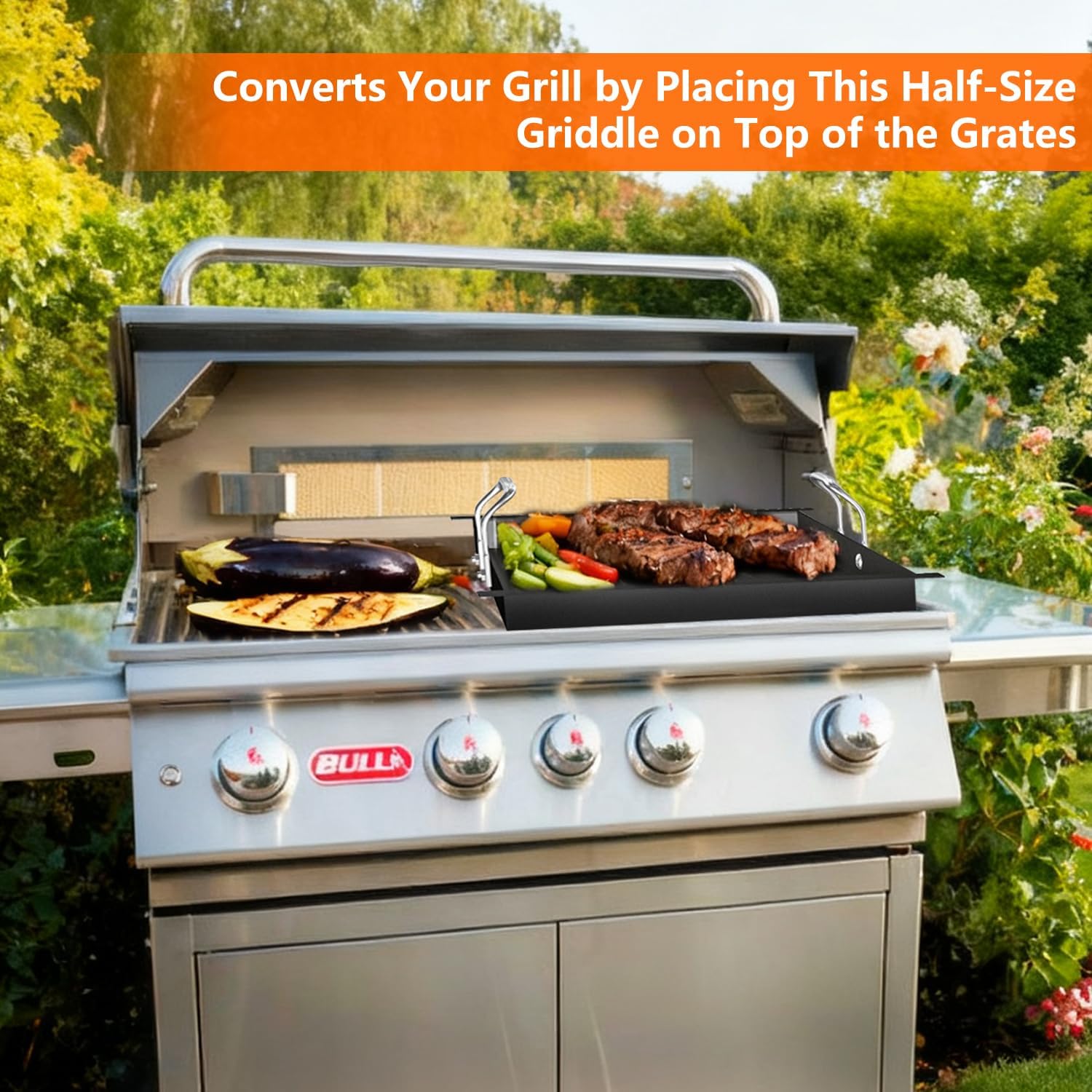 19.2"x15" Carbon Steel Griddle Insert for Bull 4 Burner Angus Outlaw Grills image 5