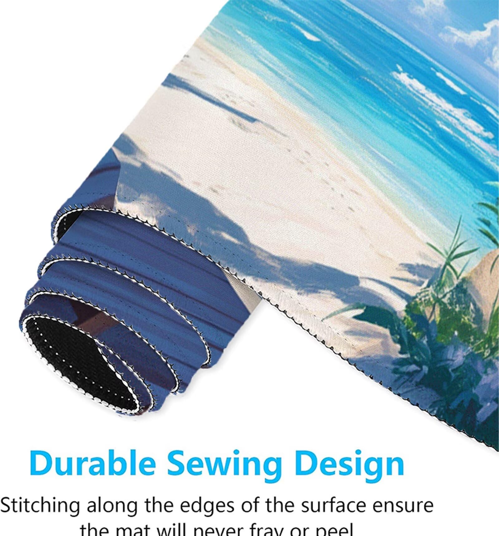 Podkładka pod mysz XXL 1000x500x3mm podkładka pod mysz plażowa podkładka pod mysz ocean poprawia precyzję i szybkość, wodoodporne antypoślizgowe, szyte krawędzie, akcesoria do gier, komputer, prezent