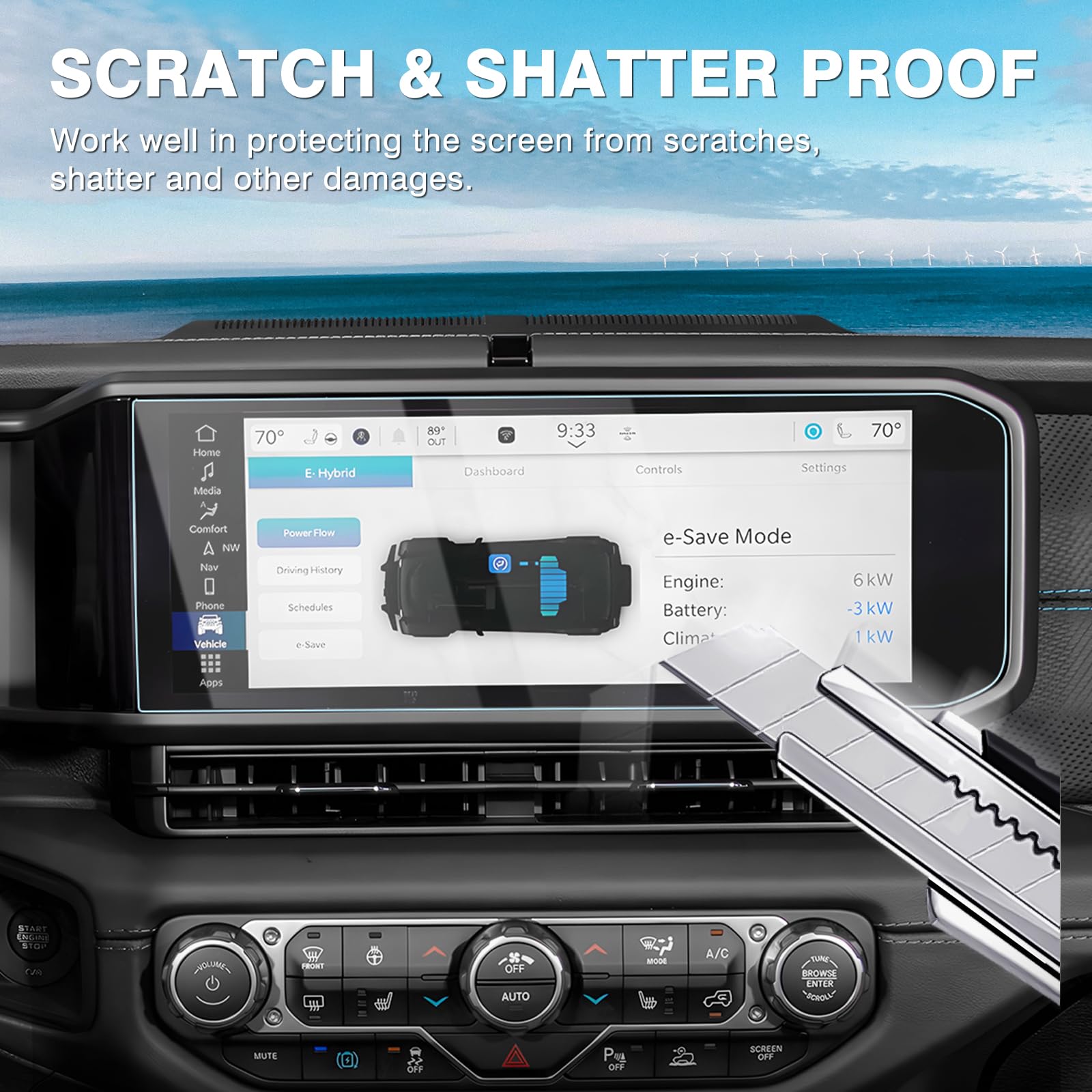 Karltys Lot de 2 protections d'écran pour Jeep Wrangler JL/Gladiator 2024, 2025, 2026, 4xe 12,3" [pas d'éblouissement et d'empreintes digitales] pour écran tactile HD en verre trempé